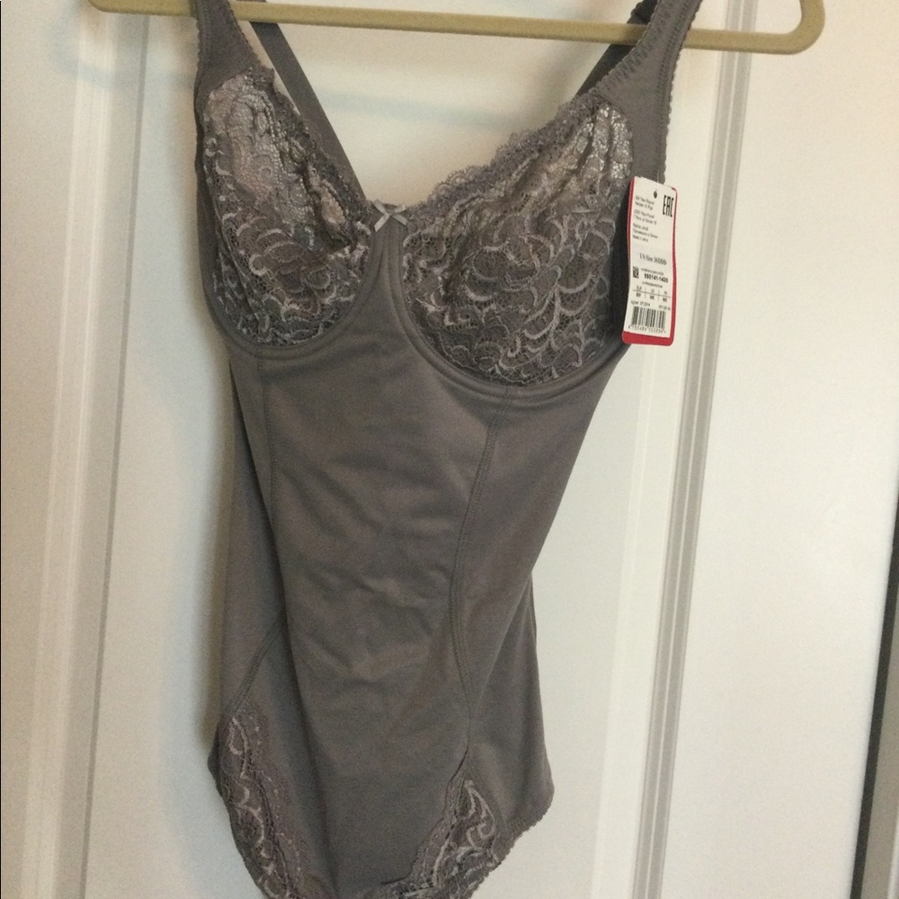 Grey slimming one piece bodysuit lingerie.   36DDD